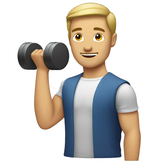 White Man holding a Dumbell emoji