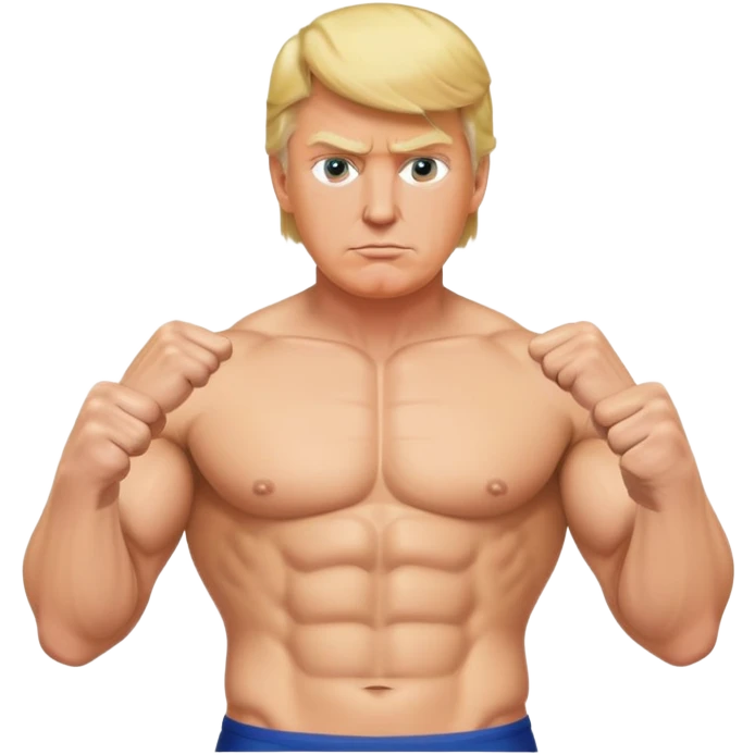 Donald Trump with six pack abs, muscular figure, blonde hair emoji