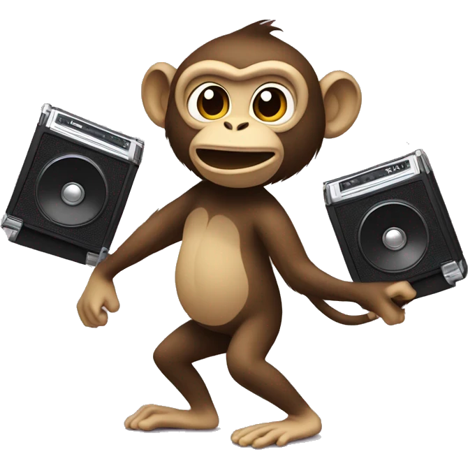 monkey skating while holding a boombox emoji