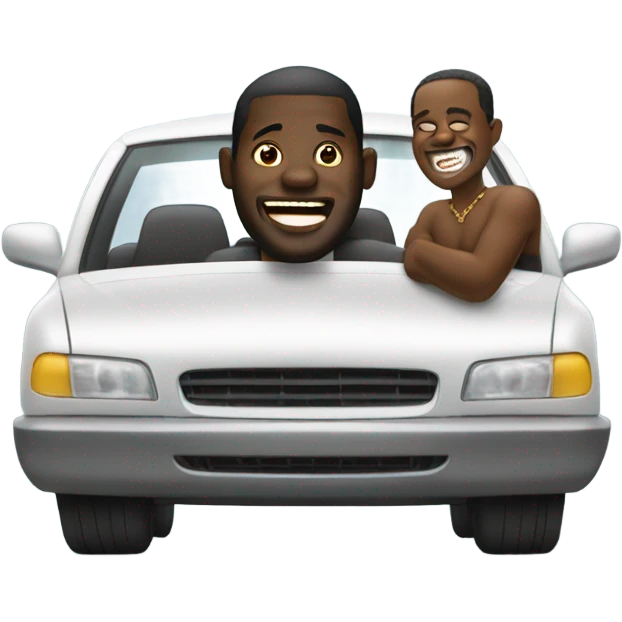 Big African guy, in car, with gold tooth emoji