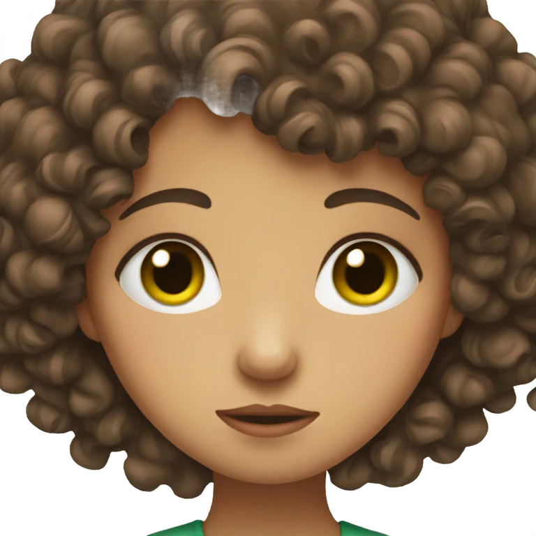 Really Sad girl with green eyes and curly brown hair emoji