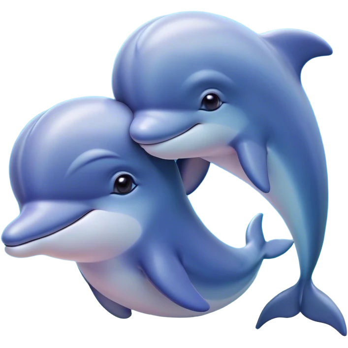 Cinematic Huggable Dolphin Portrait Emoji, Embracing a cuddly, rounded form with a soft, inviting silhouette and a gentle, warm smile, featuring smooth, glossy skin and large, endearing eyes that sparkle with affection, Simplified yet irresistibly adorable features, highly detailed, glowing with a tender, pastel aquatic glow, high shine, comforting and delightful, stylized with an air of plush marine lovability, soft glowing outline, capturing the essence of a super cute dolphin that seems as if it could be hugged into your heart! emoji