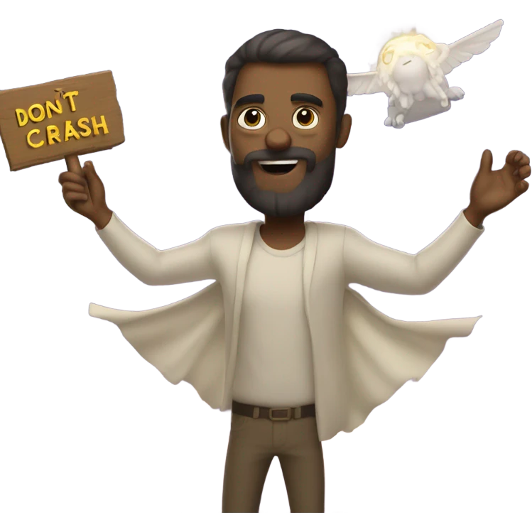 God holding a sign in the sky that says don’t crash out emoji