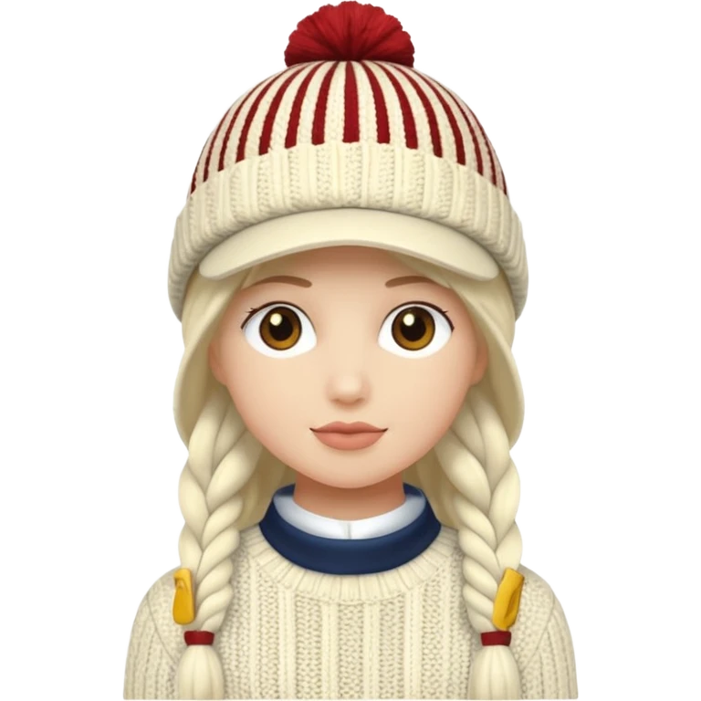 Cream white cable knit cadet hat emoji