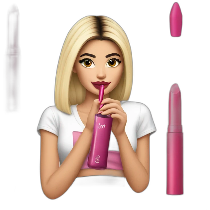Kylie Jenner holding her lipstick emoji