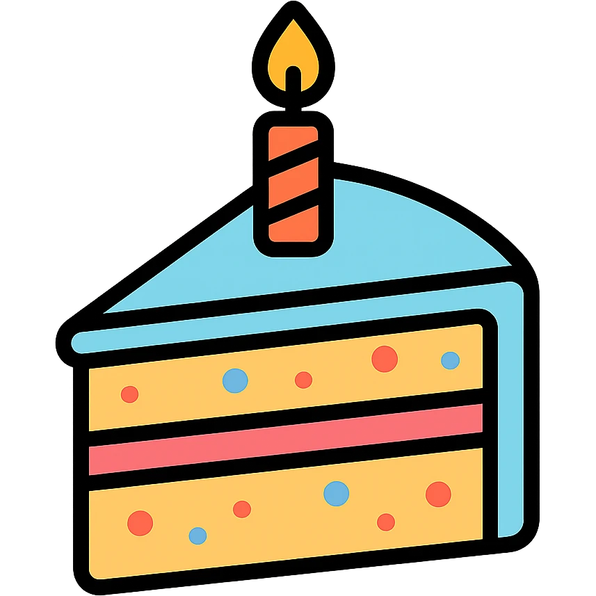 slice of pastel funfetti birthday cake emoji