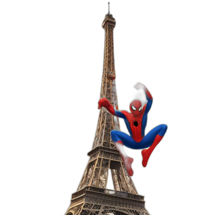 spiderman climbing the Eiffel tower emoji