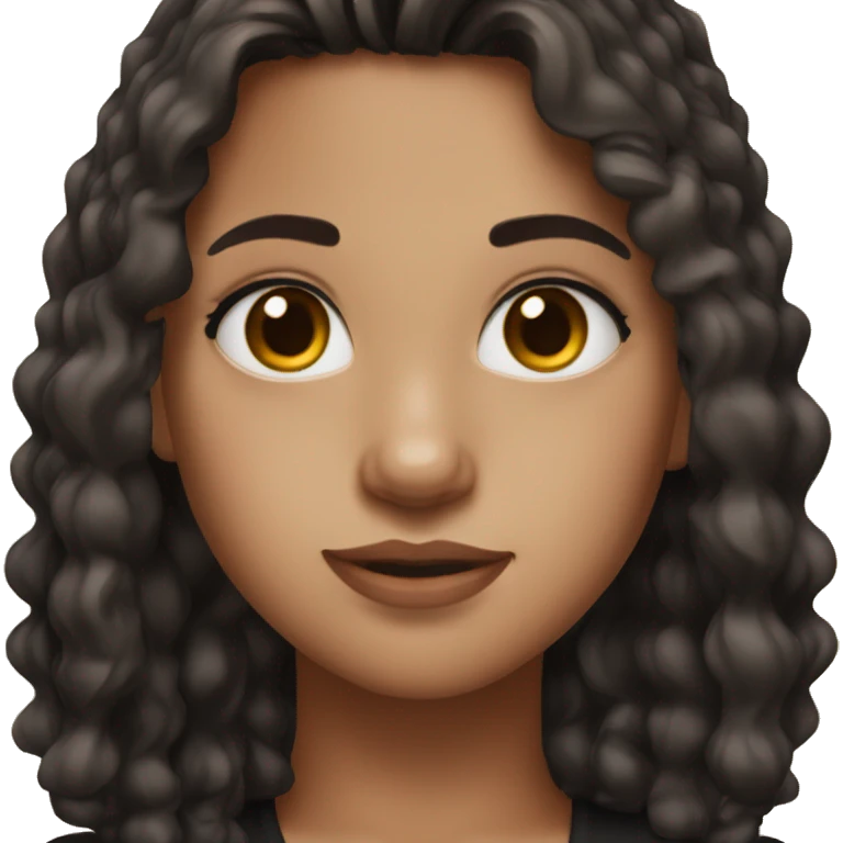 girl with brown eyes, brown medium hair, a black top and piercings emoji