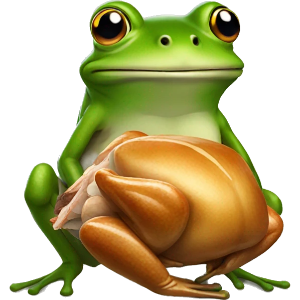 frog holding a turkey emoji