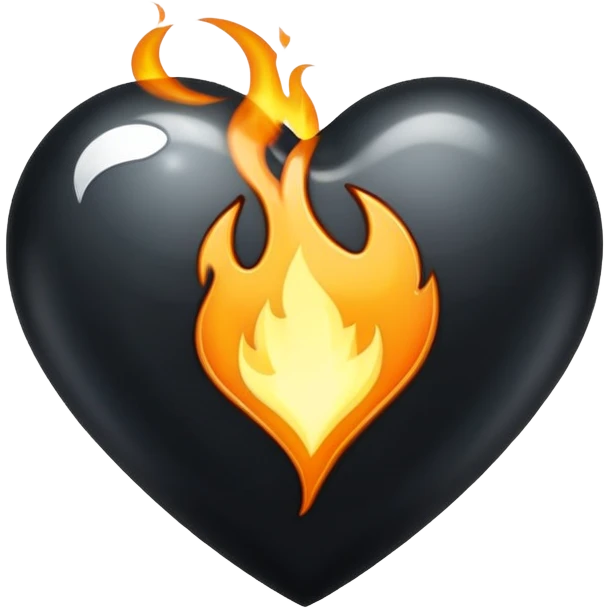 Black heart with white flames emoji