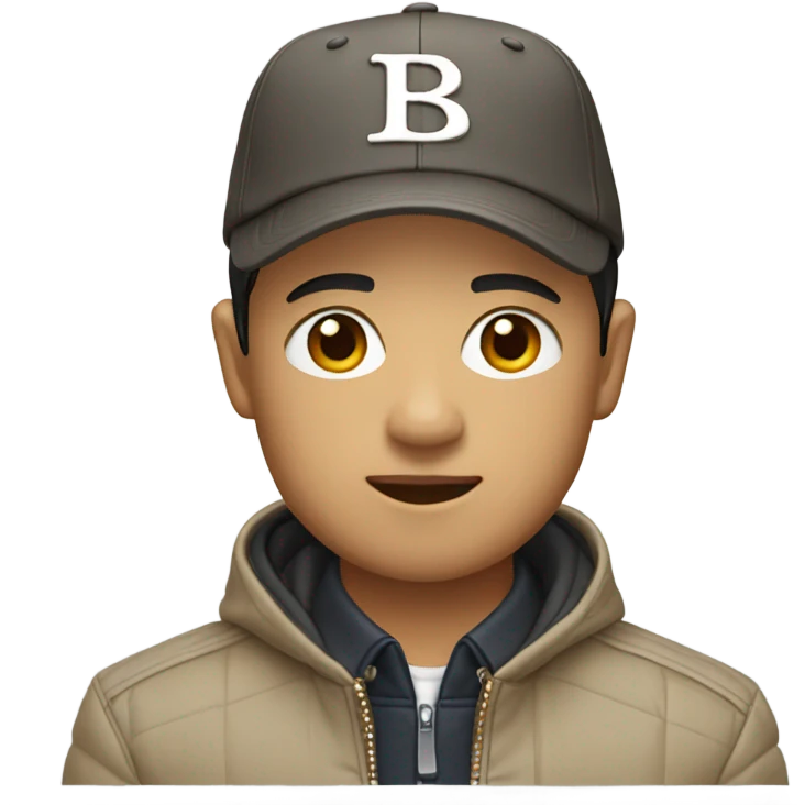 Asian man wearing burberry jacket with baseball cap  emoji