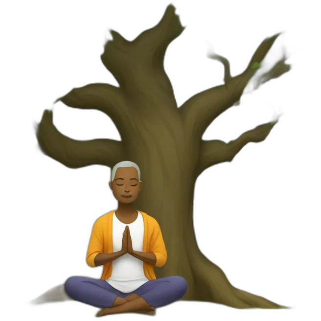Yogi meditating under tree emoji