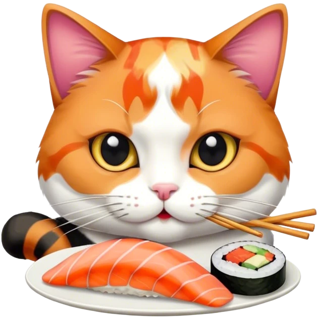 cat eating a sushi emoji