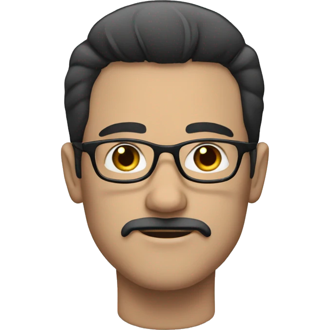 a white-skinned man with black straight hair, mustache, glasses emoji