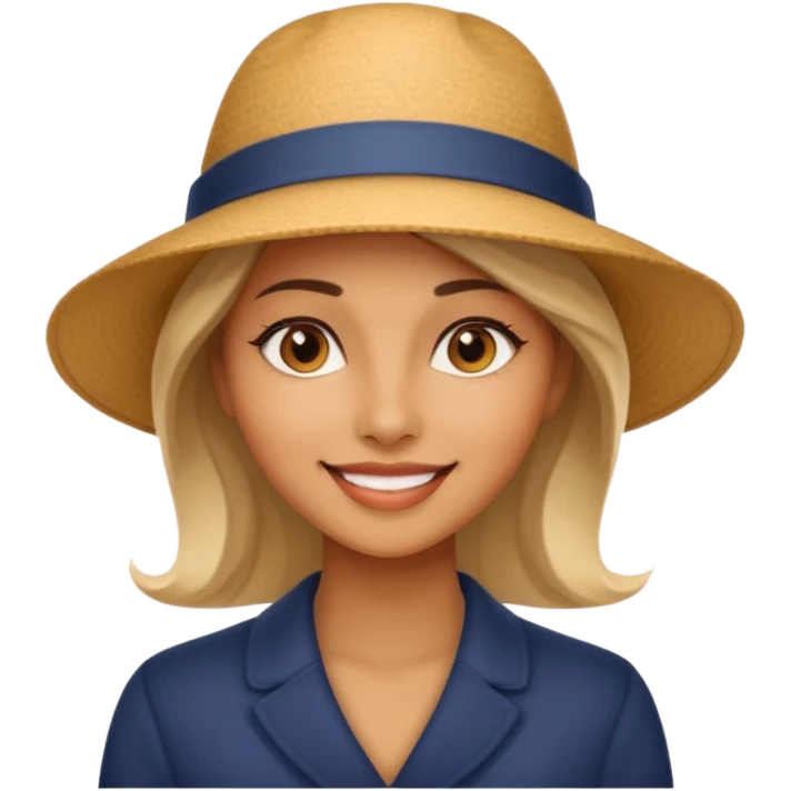 A realistic portrait of a woman wearing a stylish hat, soft shadows on her face, gentle smile, natural skin texture, cinematic lighting
 emoji