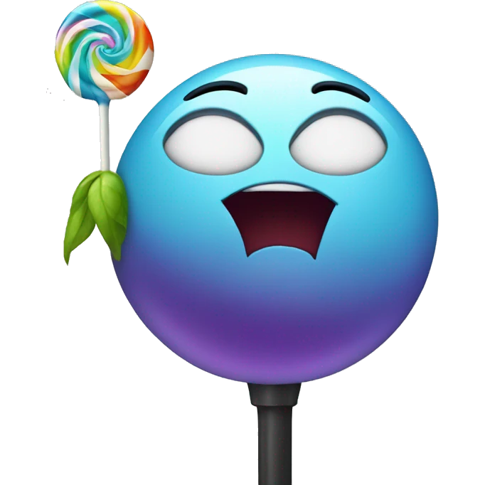 a spherical lollipop with a watering mouth emoji