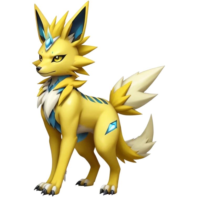  Cool Edgy Shiny Futuristic Ethereal Legendary Zeraora-Digimon-Jolteon-Renamon-Pokemon-hybrid full body emoji