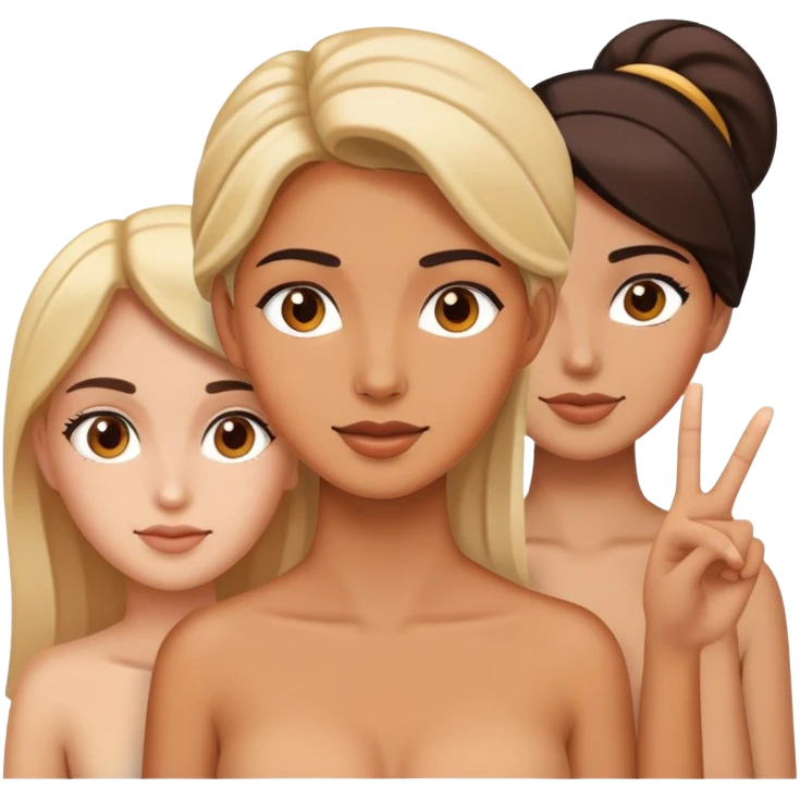 Face with correction gesture and three female figures emoji