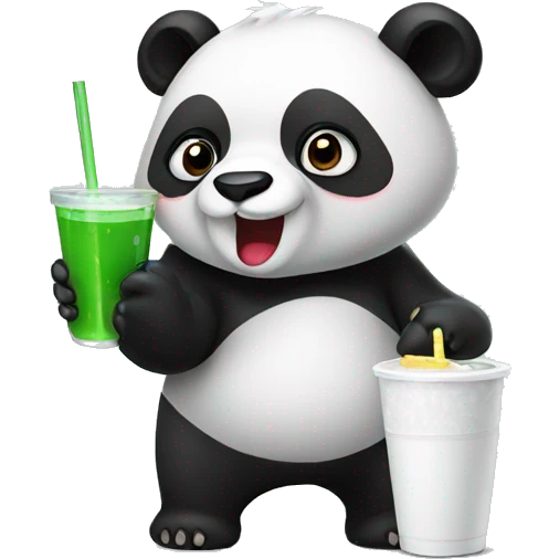 panda holding drink emoji
