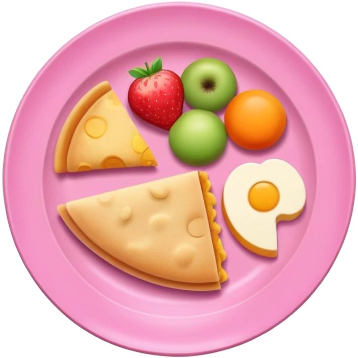 Child food small portions  in pink plate  emoji