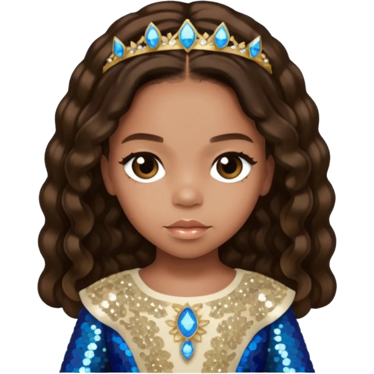 Blue Ivy Carter with long dark brown hair, ivory sequin outfit emoji