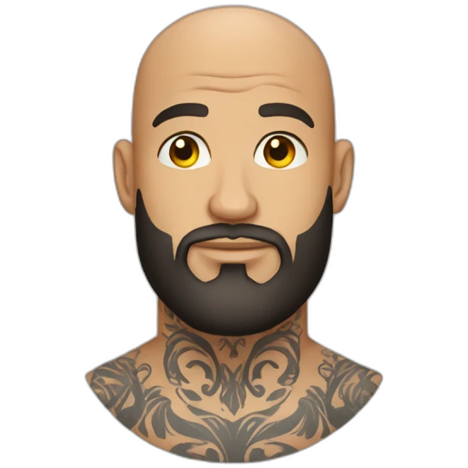 bald man with tattoos and beard emoji