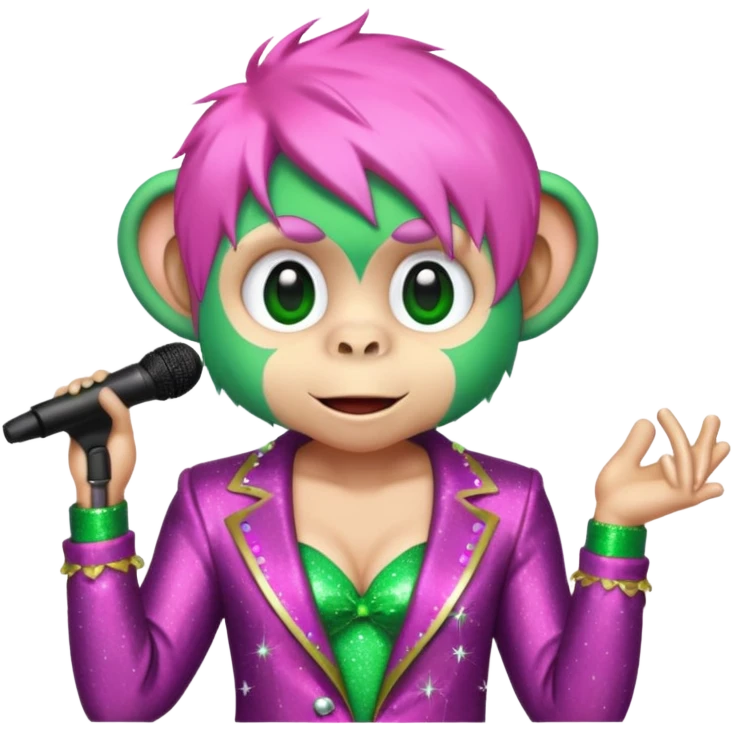 pink and green singer superstar monkey emoji