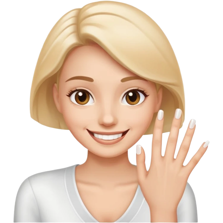 a person showing clean, trimmed nails, smiling, simple and expressive emoji