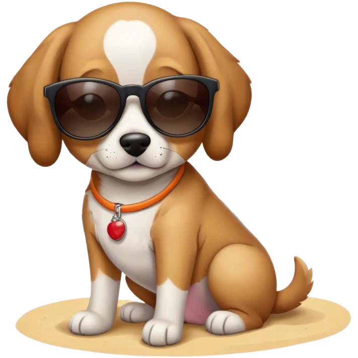 A dog with a sunglassed on the beatch  emoji
