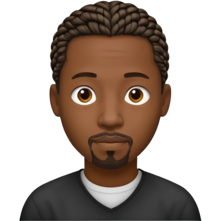 Hazme un emoji de un hombre negro con trenzas cortas (pero un poco largas) y una pequeña perilla sin bigote emoji