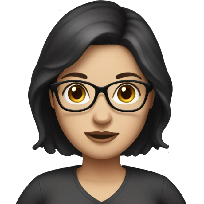 White pregnant woman with dark hair and glasses  emoji