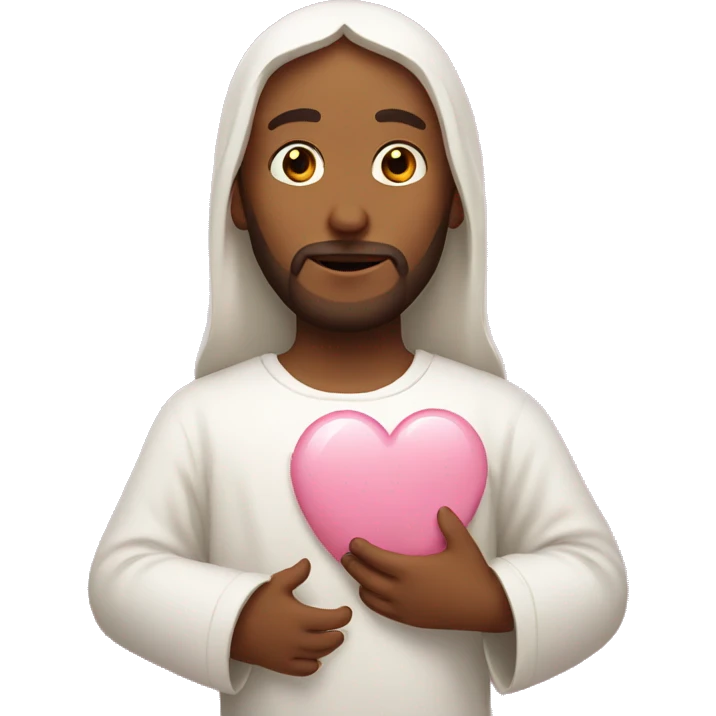 Jesus holding a baby pink heart emoji
