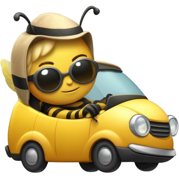 Bee driving a car emoji