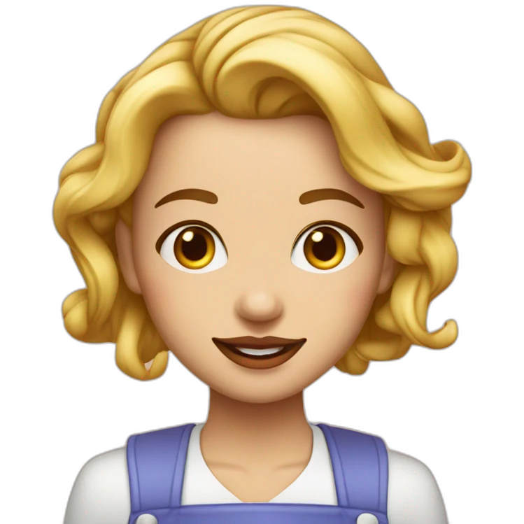 Cocinera rubia con labios pintados y pendientes de aro emoji