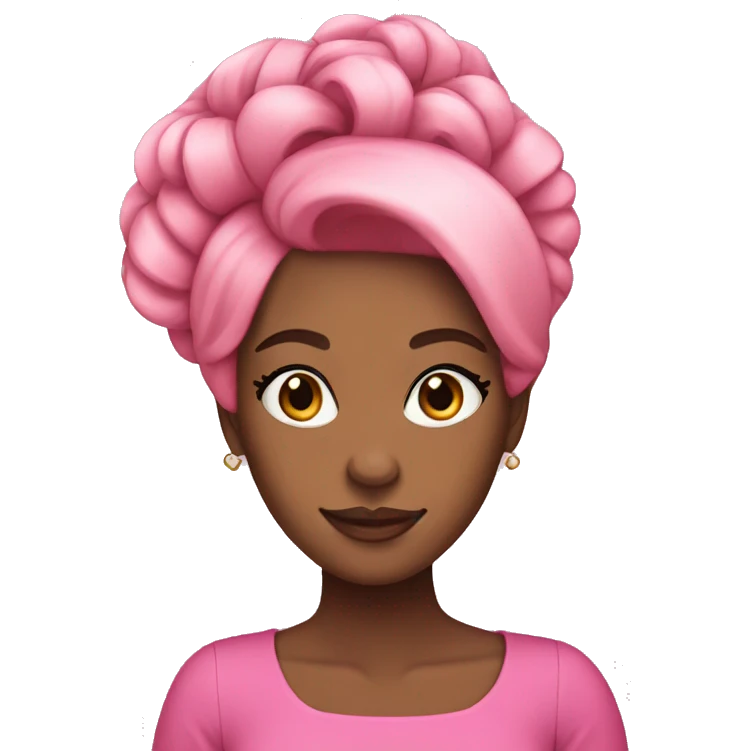 Pink French roll hairstyle African American woman  emoji