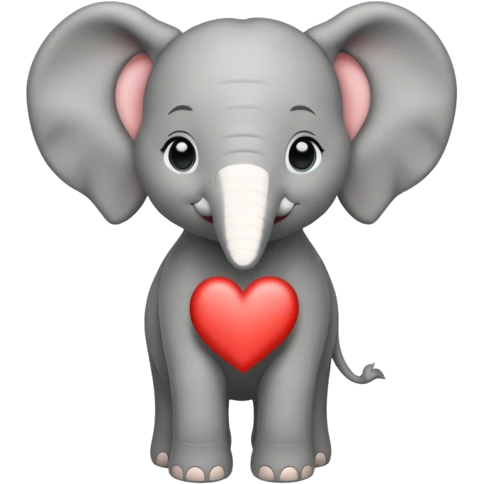Elephant calf with small heart symbol on head. emoji