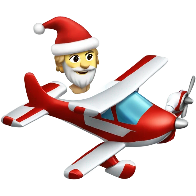 Christmas Caucasian pilot flying a small two passenger plane wishing merry Christmas emoji