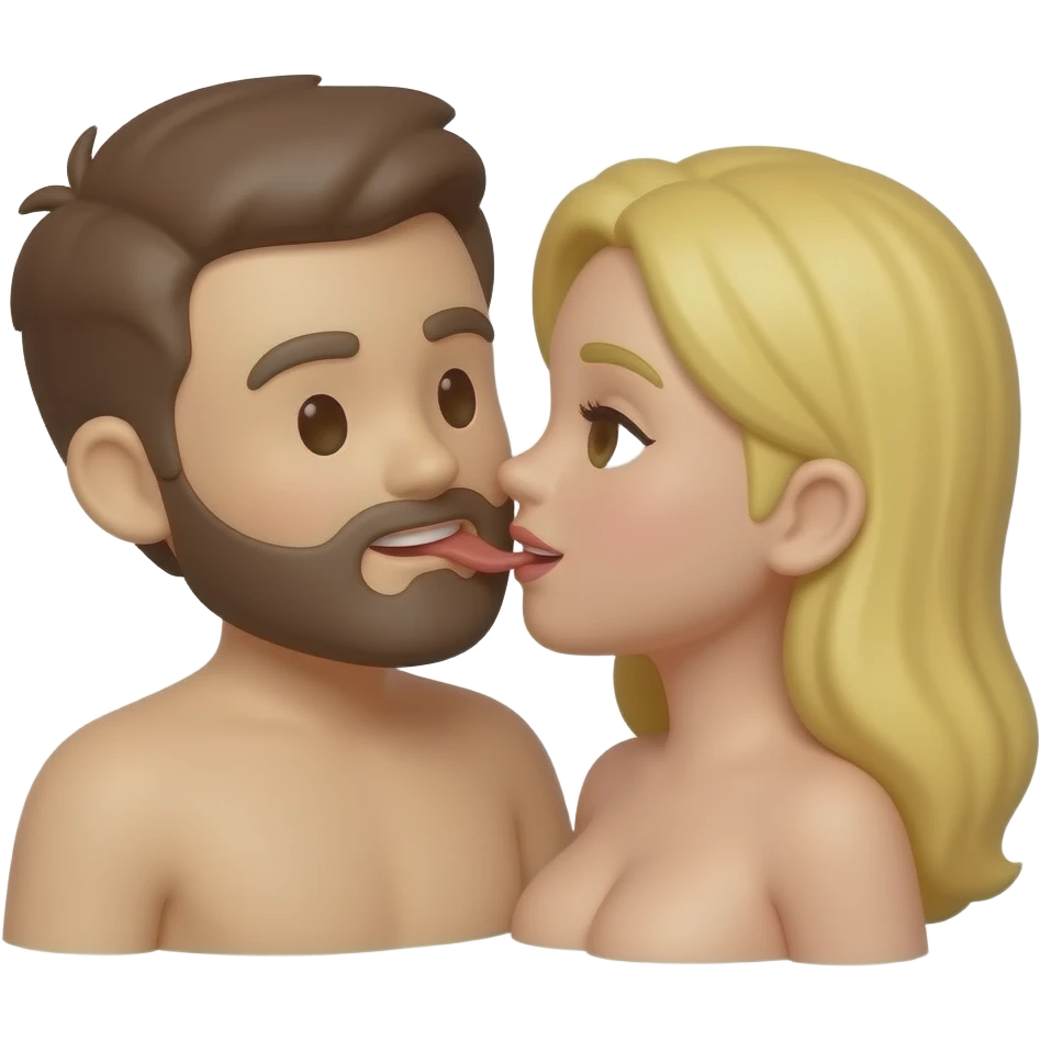 Full body emoji of Naked man with brown hair and a beard having sex with a naked woman with blonde hair emoji
