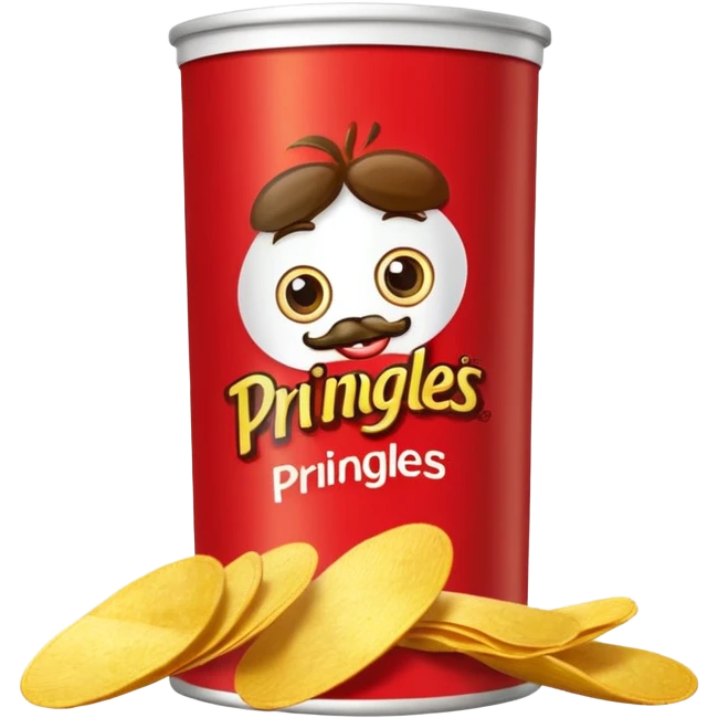 Draw a tall Prinnngles can with the red label & stack of chips beside it. emoji