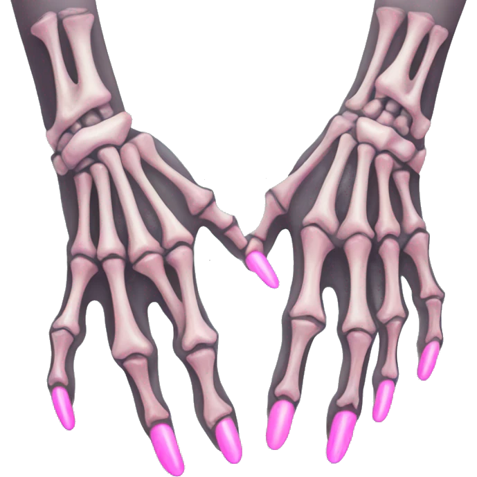 Skeleton hands bones with pink polish nails  emoji