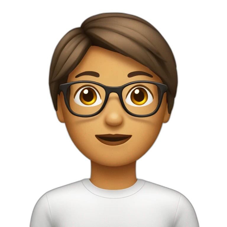 Chica pelo corto y marrón con gafas emoji