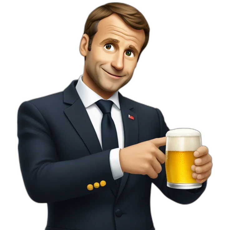 Macron qui boit une bière emoji