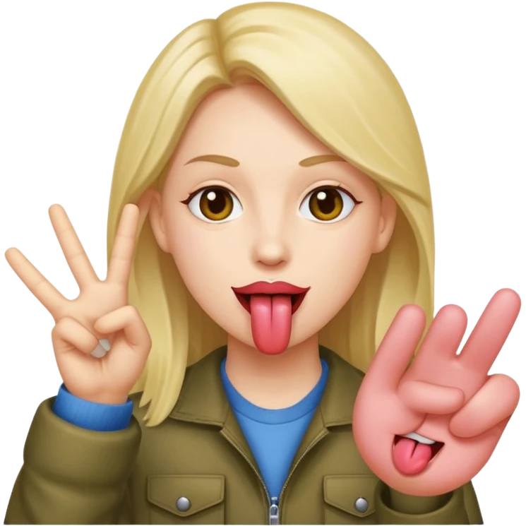 Tongue out with peace sign emoji