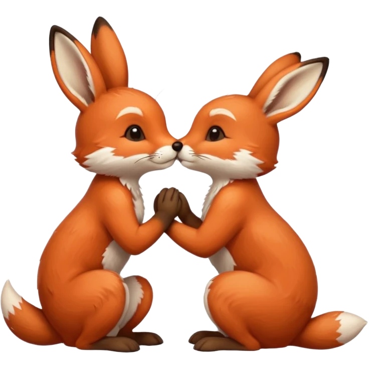 Fox kissing a bunny emoji