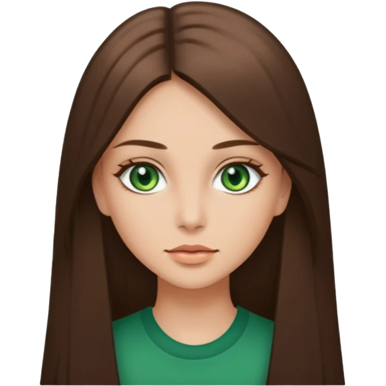 pretty woman in her 40s with green eyes and long straight ash-brown hair  emoji