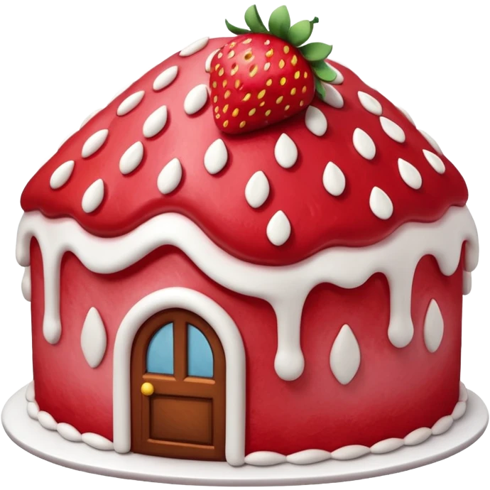 a house shaped strawberry cake emoji