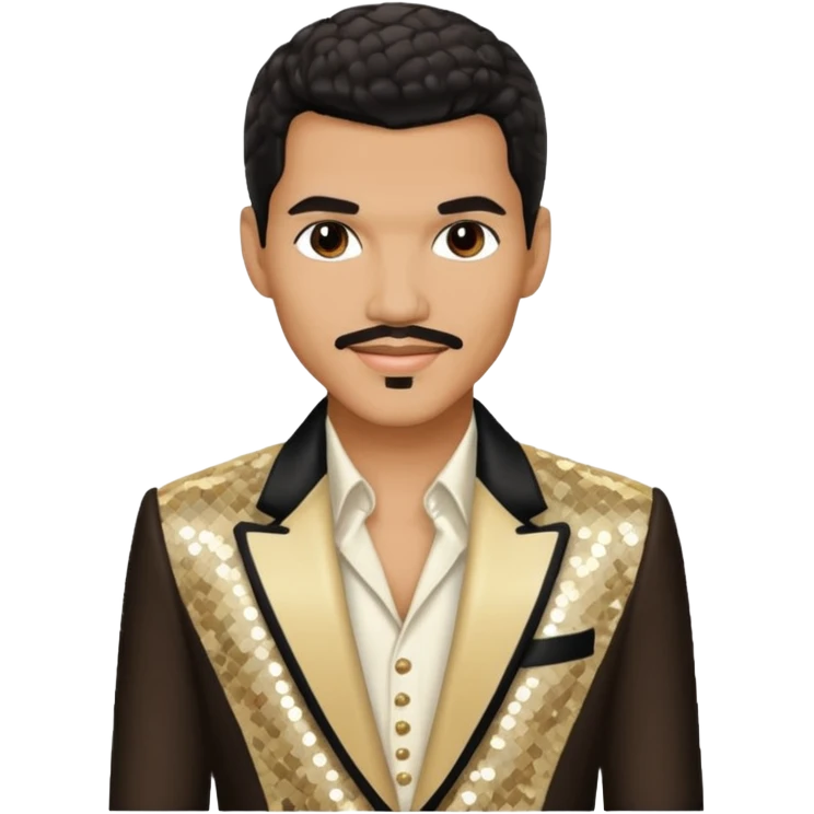 El DeBarge with dark brown hair, cream sequin outfit emoji