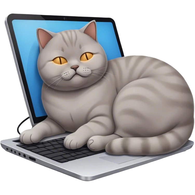 british shorthair Brown sleeping on computer emoji