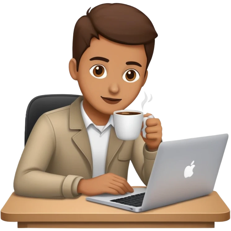 software developer drinking coffee infront of a macbook emoji
