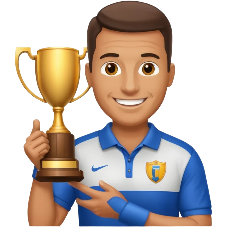 Football coach with trophy emoji